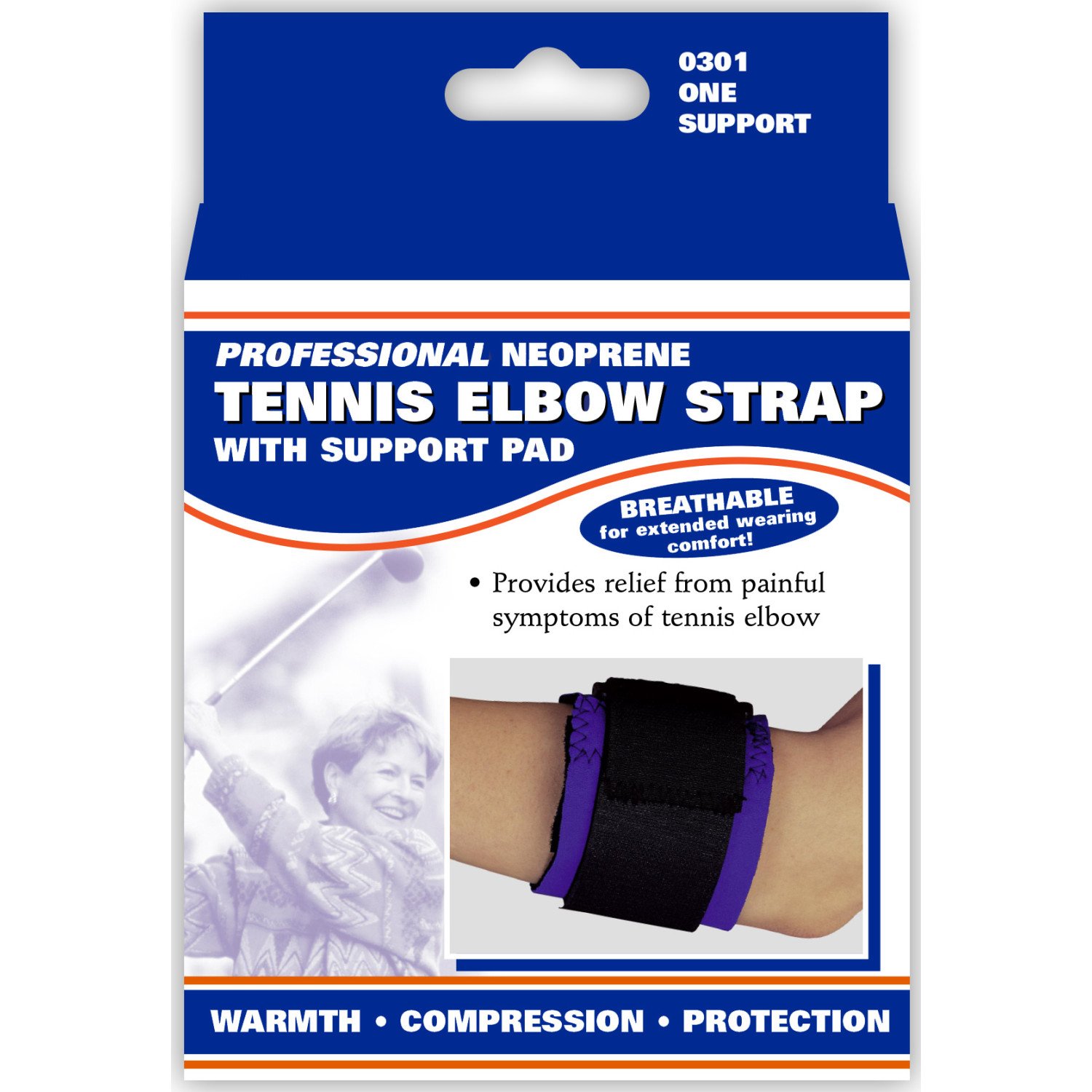 OTC Forearm Band, Compression Strap with Support Pad for Tennis Elbow, Black, Large