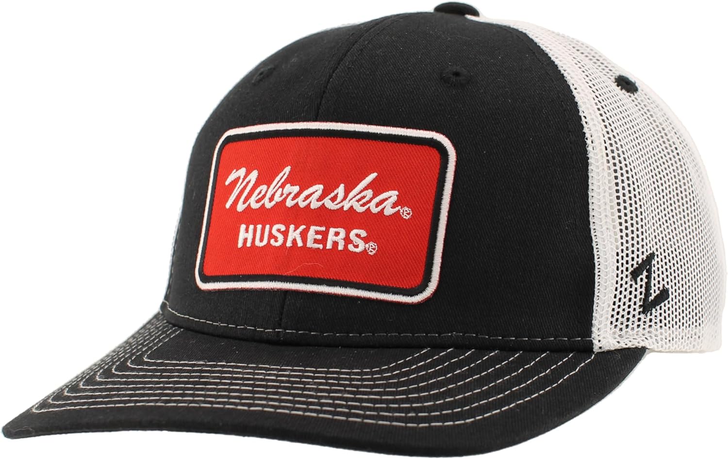 Nebraska Cornhuskers NCAA Officially Licensed Trucker Hat Dakota Patch Brick Black White