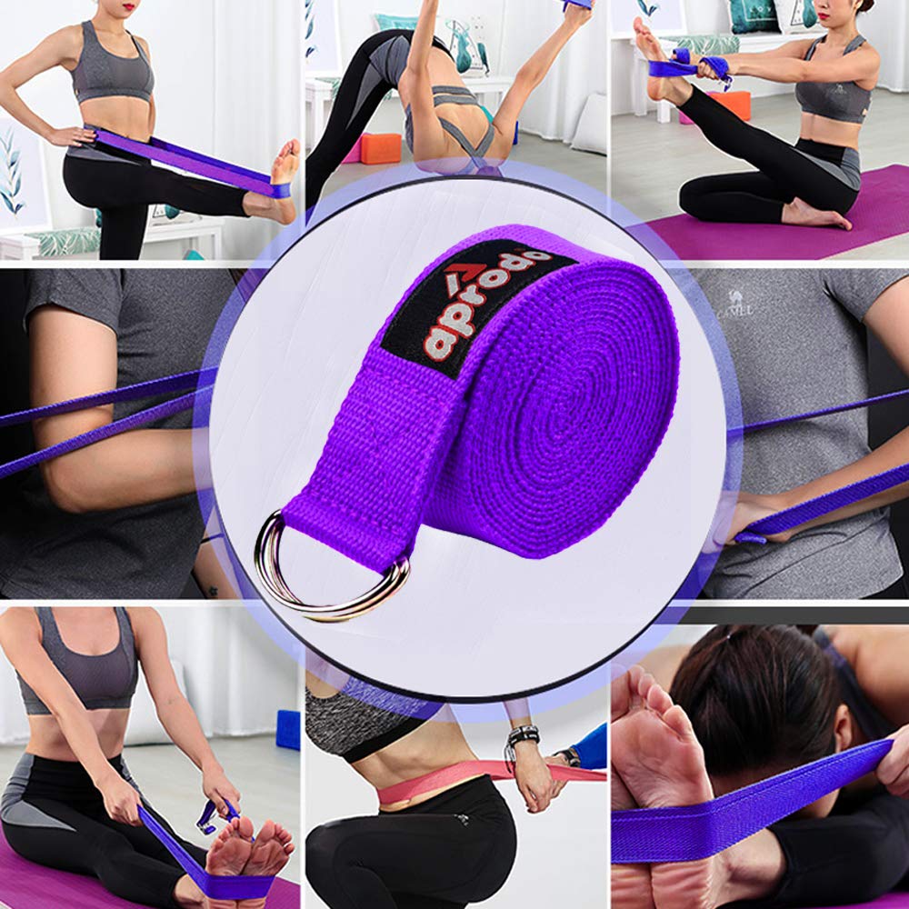 Aprodo Yoga Strap [6/8/10 Feet Size Options] 100% Cotton Straps with Adjustable D-Ring Buckle, Best for Yoga, Body Flexibility & General Fitness, Pack of 1 (Purple, 8 Feet (96 Inches)) (B08LVVQPQG) Amazon Price History, Amazon Price Tracker