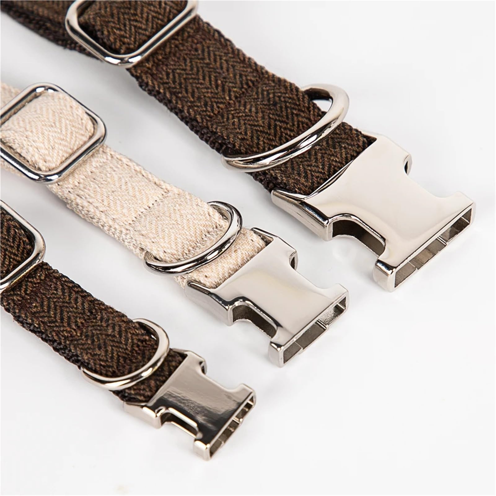 Collare per cani in nylon personalizzato, con targhetta identificativa incisa, collare per cani di taglia piccola, media e grande (caffè, L)