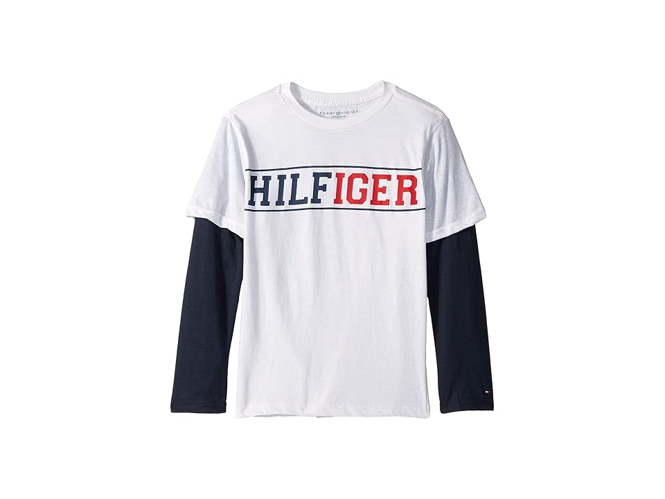 

Tommy Hilfiger Kids Long Sleeve Crew Neck Shirt (Big Kids) (White) Boy's Clothing