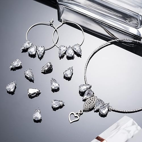 Miniatura 4 de PAGOW 300 piezas de diamantes de imitación para coser, lágrima, parte trasera plana, cristal transparente para manualidades, con puntas chapadas en