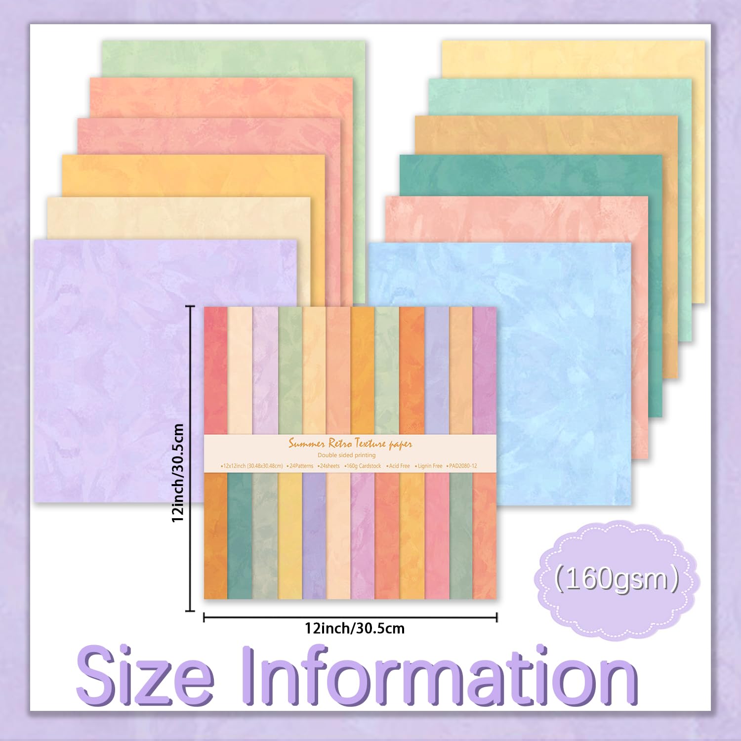 24 arkusze papieru do scrapbookingu, 30 cm, dwustronne tło fotograficzne, wzorzysty papier rzemieślniczy, 160 g/m², do dzienników śmieci, kartek okolicznościowych, albumu, dekoracja (styl boho