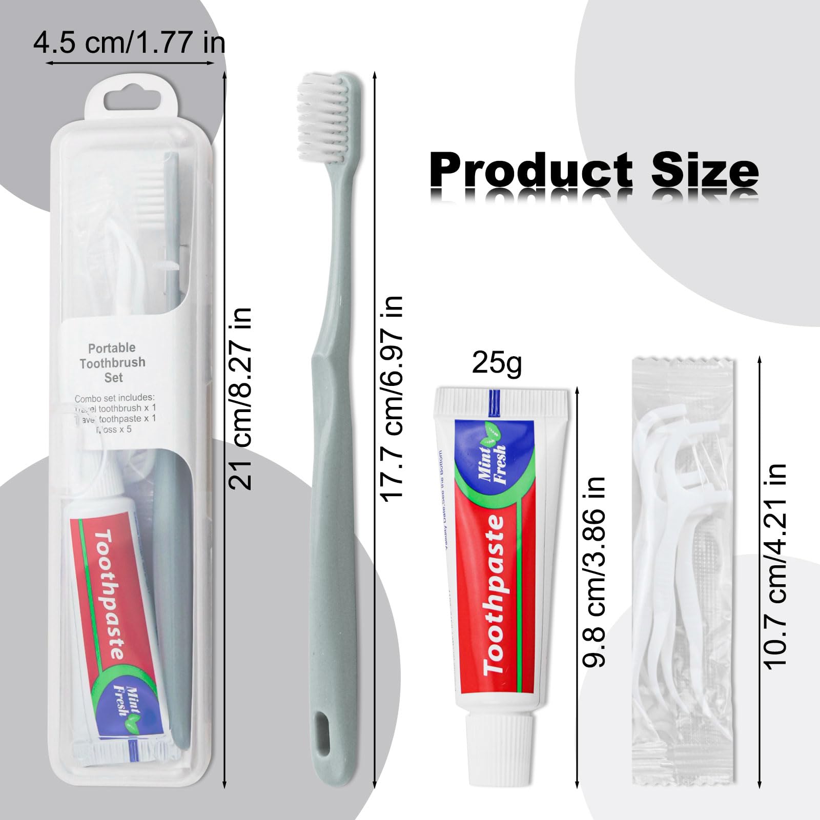 Spazzolino da denti da viaggio, kit da viaggio con 5 plettri per filo interdentale, portaspazzolino da viaggio, confezionato singolarmente, adatto per casa, viaggi, hotel (confezione da 20)