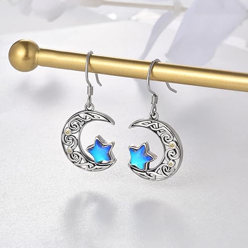 Miniatura 5 de Moon Dangle Earrings 925 Sterling Silver Crescent Moon Earrings for Women Birthday Festival Jewelry Gifts