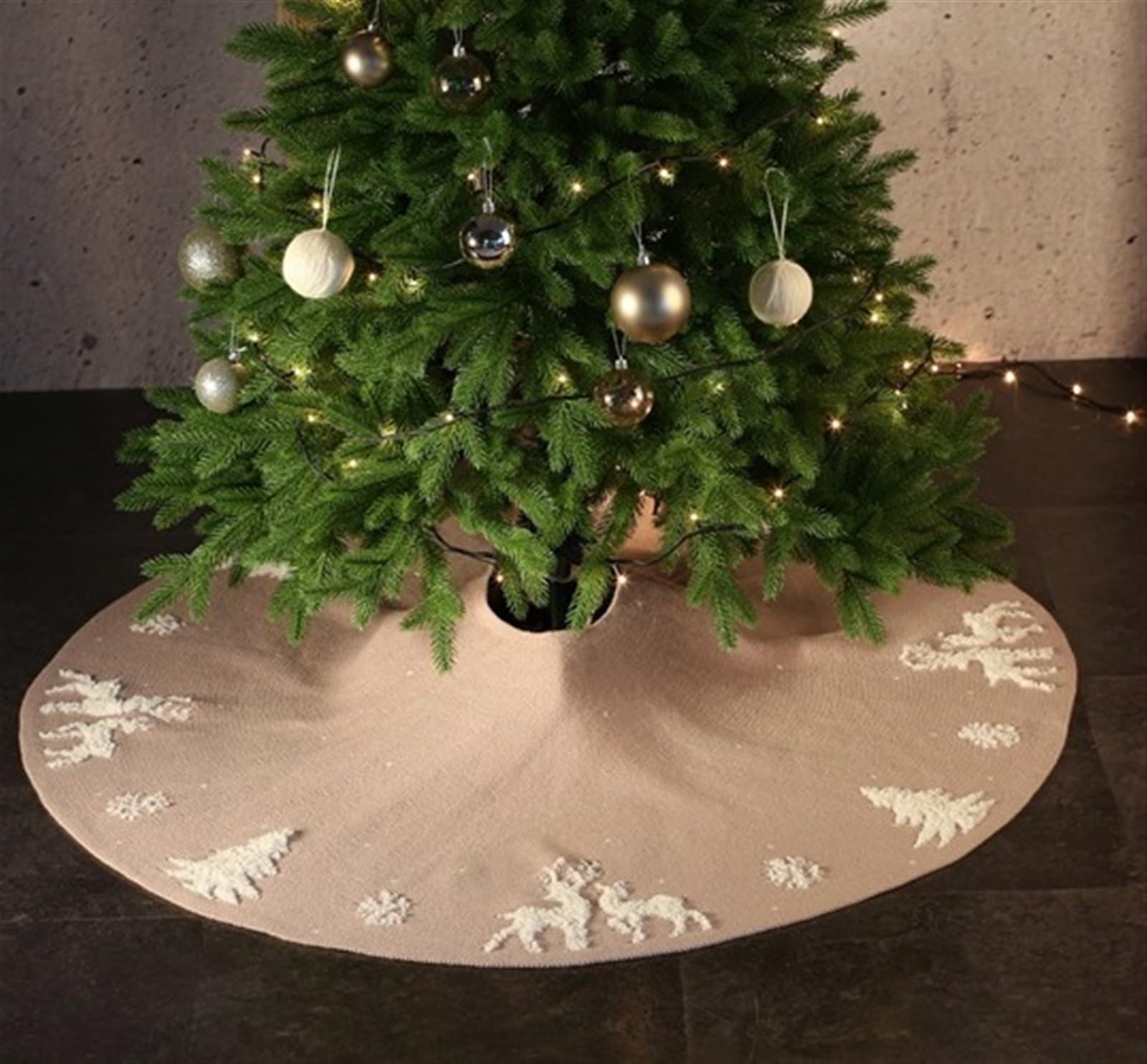 Tapis Sapin de Noel Jupe d'arbre De Noël Tricotée De 48 Pouces, Luxe pour Les Décorations De Maison De Fête De Vacances De Noël Vacances Rustiques Tapis(B)
