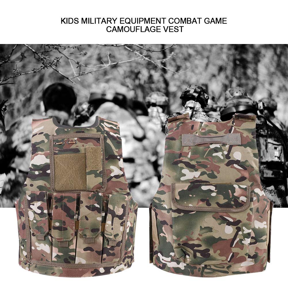 Alomejor Army Multi Terrain Camouflage Vest Camo Combat Vest para niños Juegos al aire (CP Camouflage)