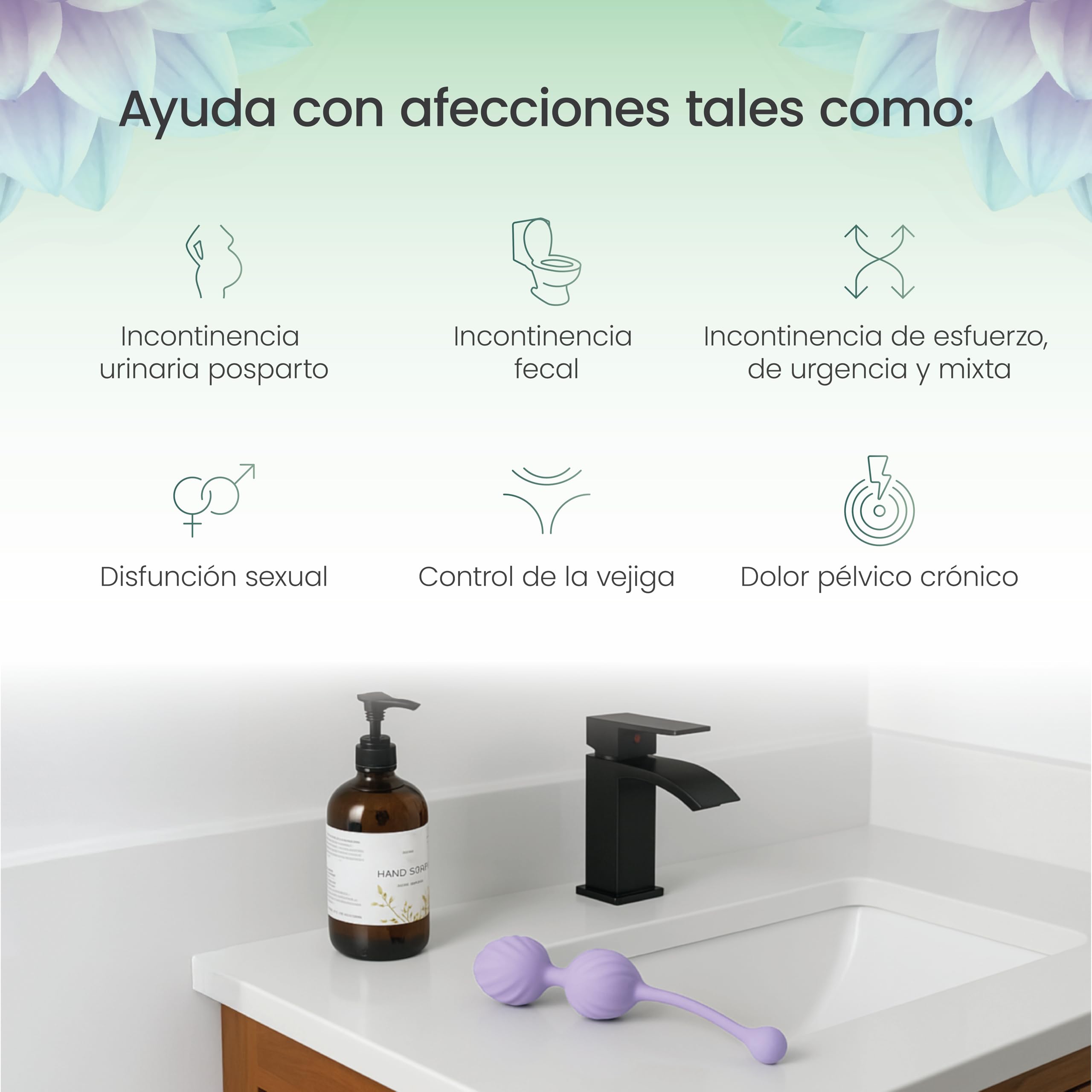 TensCare Fleuron Juego de Pesas Kegel – Bolas para Entrenamiento del Suelo Pélvico con 4 Pesos Progresivos para Fortalecimiento, Control de la Vejiga y Recuperación Postparto