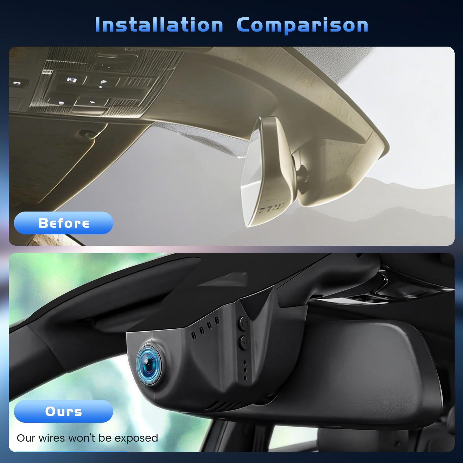 Dashcam Voiture 4K Compatible avec VW Tiguan 2018-2024, Caméra de Voiture 2160P, vidéo WiFi, Capteur G, mode parking, Enregistrement en Boucle, Dashcam Voiture grand angle 150°, Plug&Play, Carte 64 Go