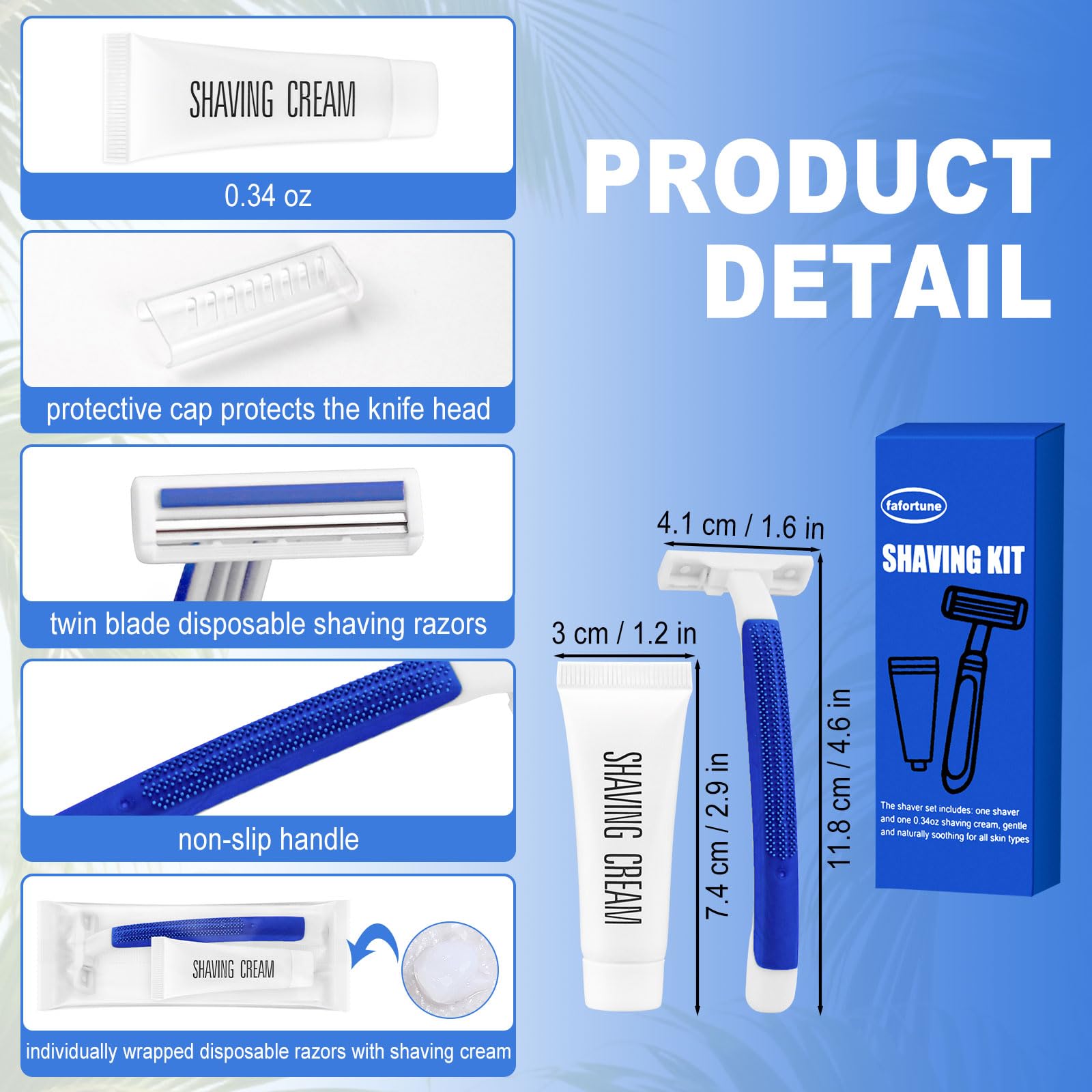 Kit da barba in massa con doppia lama con cappuccio protettivo, rasoi usa e getta in crema da barba sfusa per hotel, Airbnb, senzatetto, rifugio, campeggio e viaggi (60)