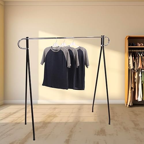 Miniatura 4 de SSWBasics Perchero de un solo riel negro y cromado de 60 x 60 pulgadas