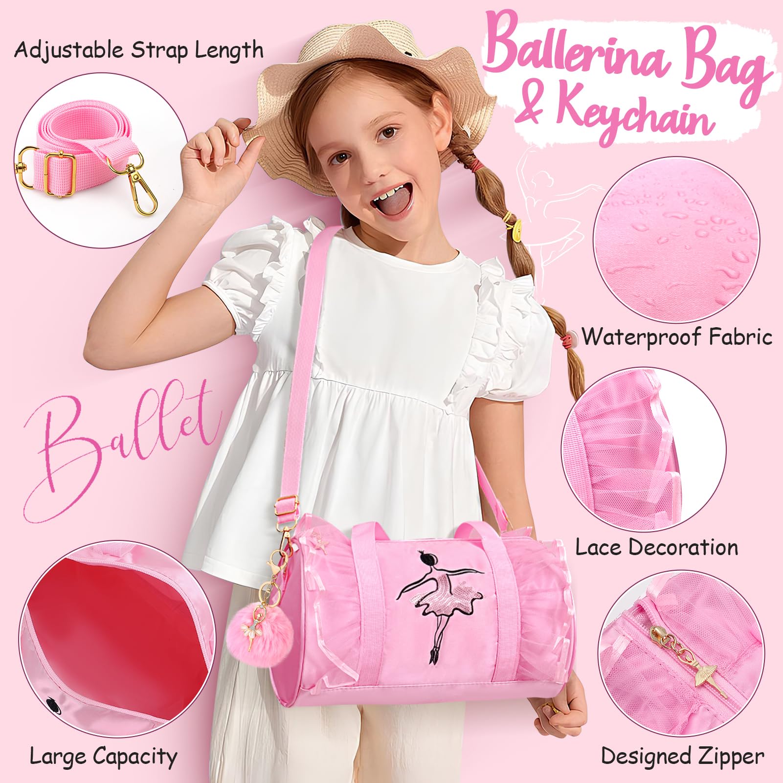 Toyssa Sac de Sport pour Fille 5-12 Ans Boîte à Musique Carnet Secret Bouteille d'Eau Collier Porte-Clés