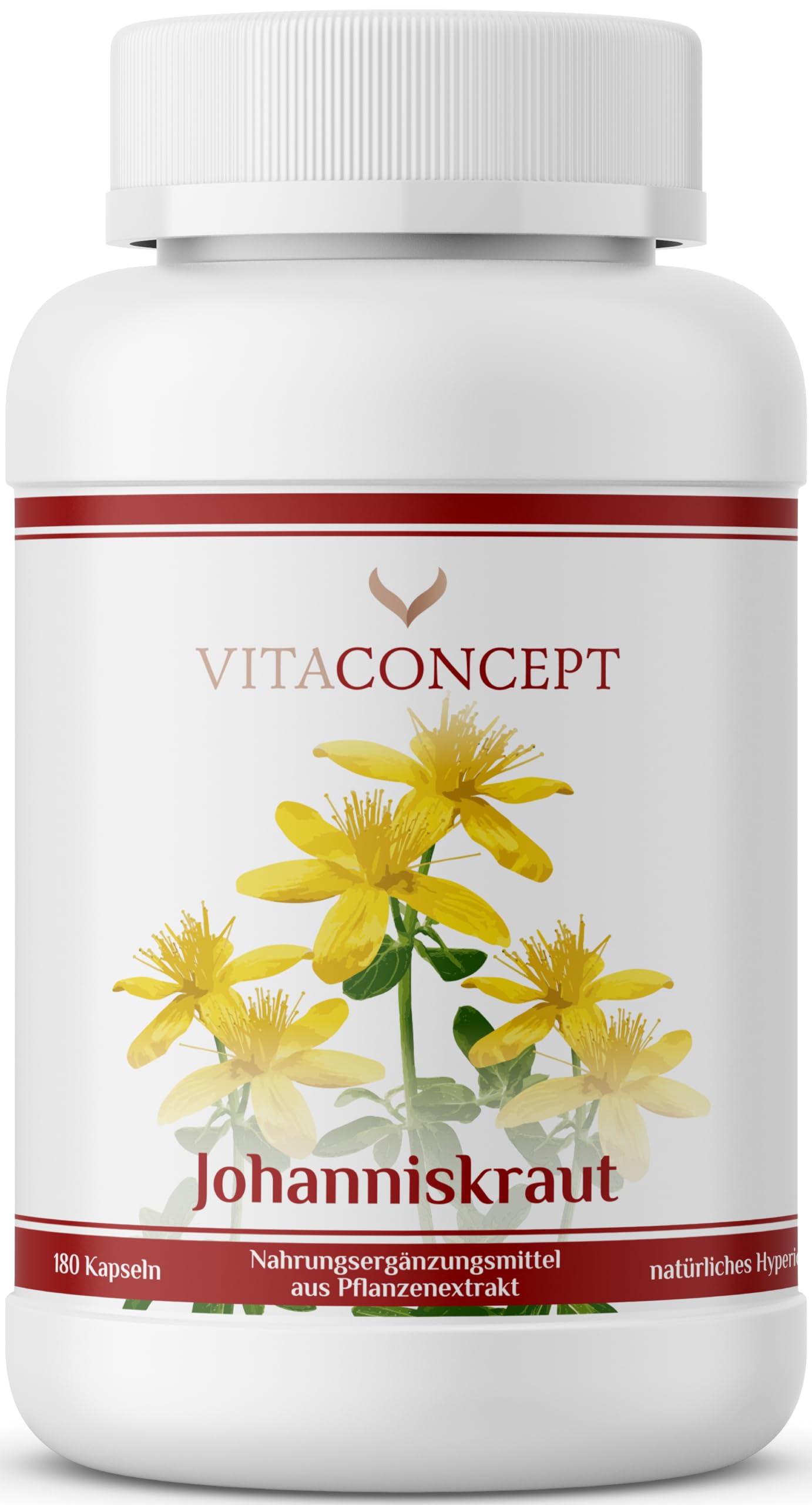 Johanniskraut Extrakt I 5000 mg pro Kapsel I inkl. natürlichem Hypericin und Hyperforin I zertifiziert laborgeprüft I 180 Kapseln I vegan I Vitaconcept