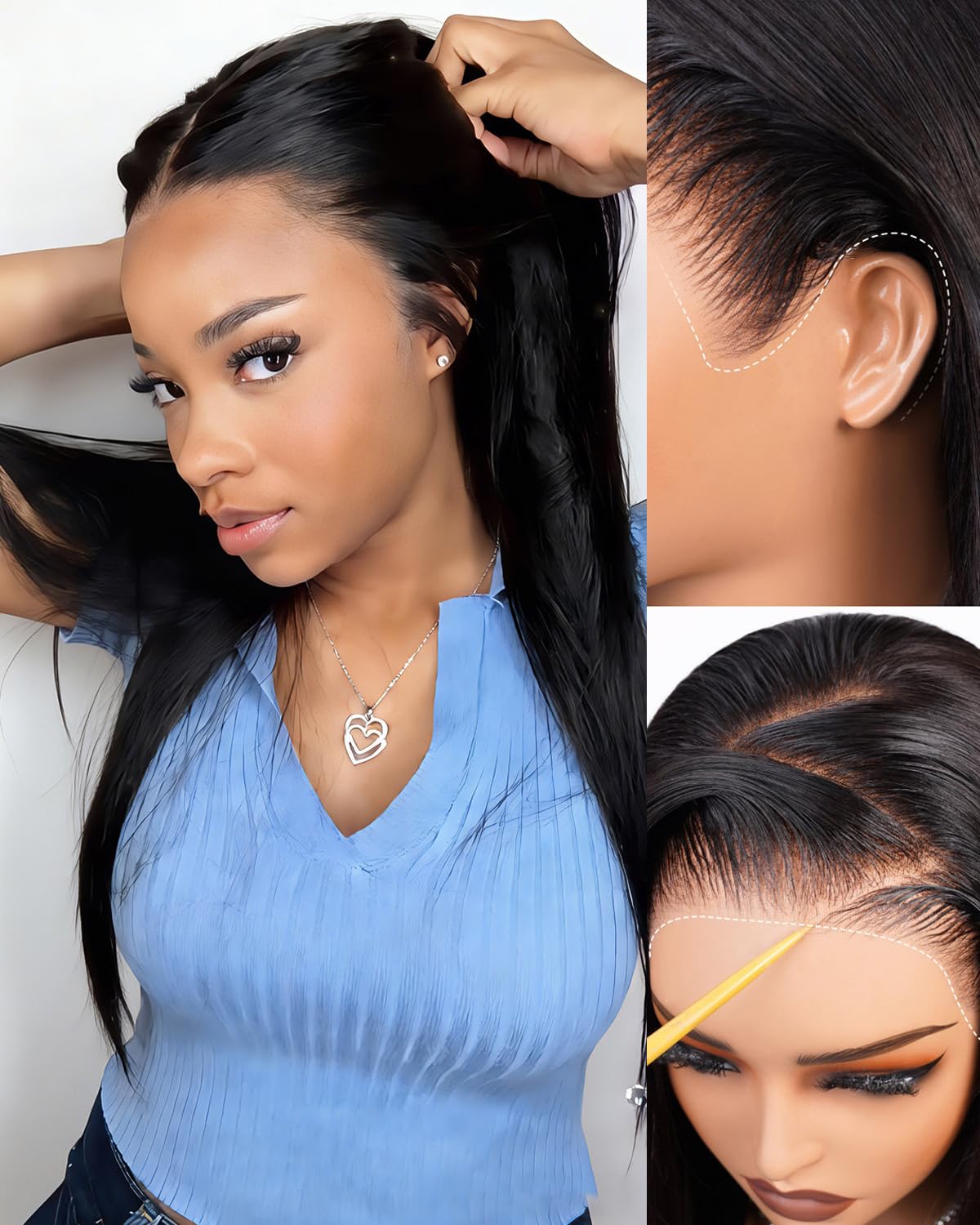 Arabella 13x6 Lace Front Straight Wigs Human Hair 15A Glueless Wigs 24 Inch Natural Black 24 Inch Plus