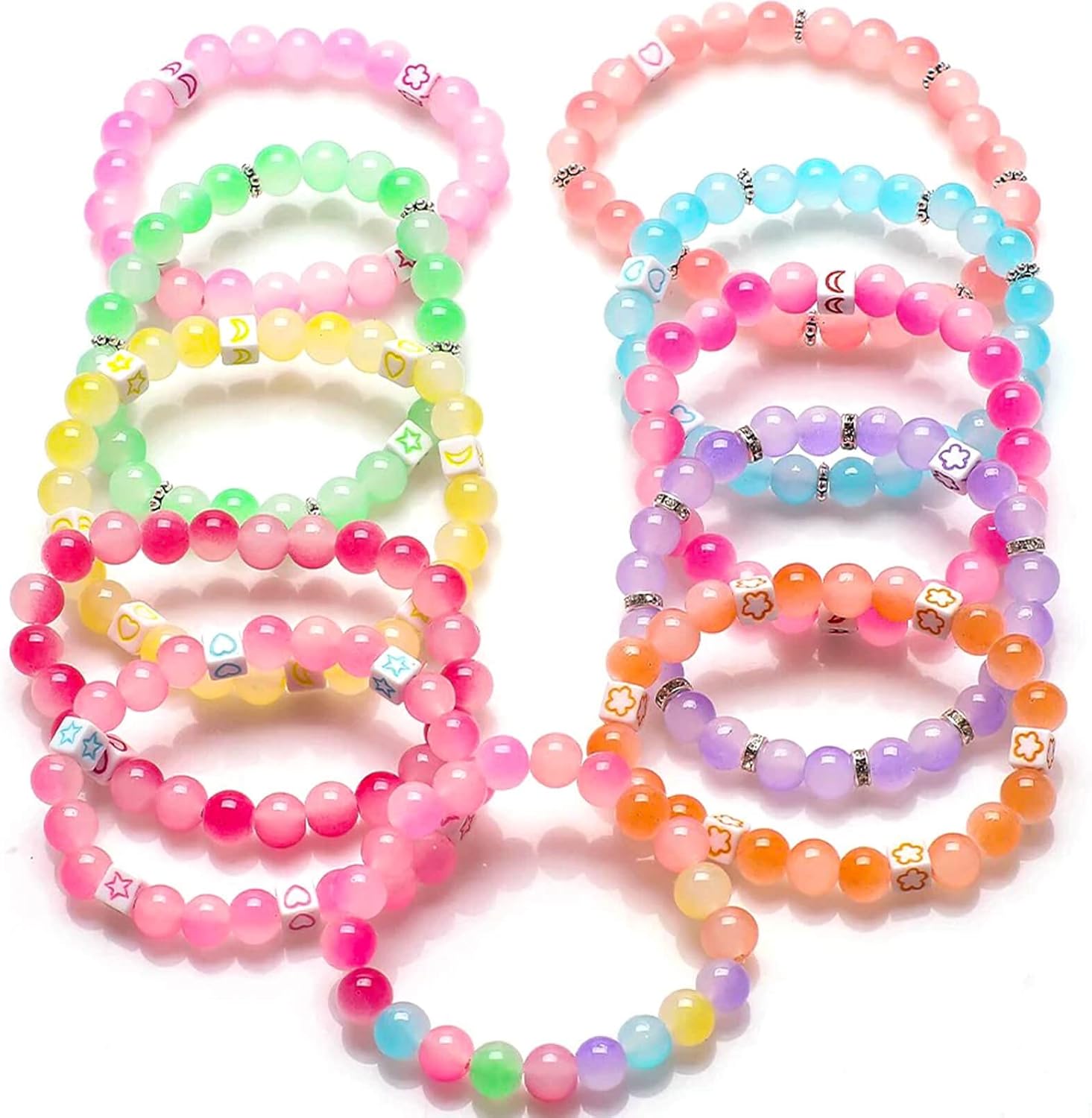 400pcs 10MM Glass Beads for Jewelry Making, 24 Colors Crystal Gemstone Beads Bracelet Round DIY Craft Beads Suitable for DIY Craft Necklace Bracelet Phone Lanyard Wedding Decor (24 Bicolors-10MM) - Image 8