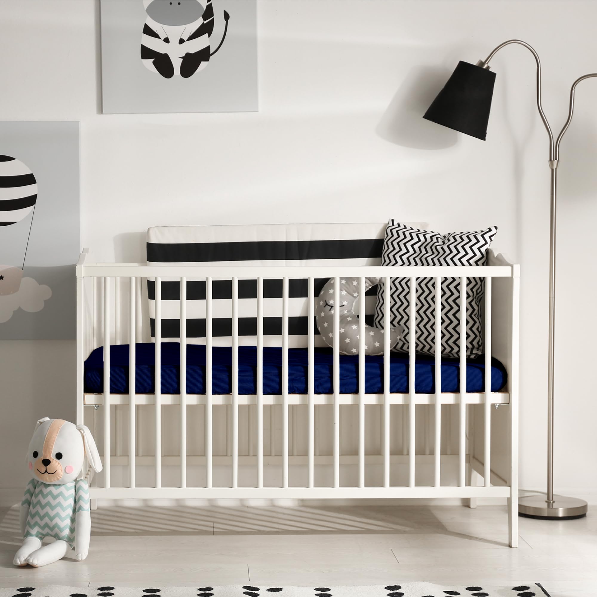 Dreamzie - Set 2 Lenzuolo con Angoli Cotone Bambini - 60x120/ 70x140 - Oeko Tex certificato - Blu Scuro - Lenzuolo con Angoli 60x120/ 70x140