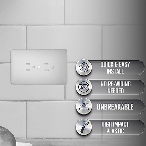 Miniatura 3 de Taymac 2000W Masque 2000 Placa de pared estilo decorador de 1 banda, cubierta de salida dúplex pintable, blanco (paquete de 1) y cubierta de placa