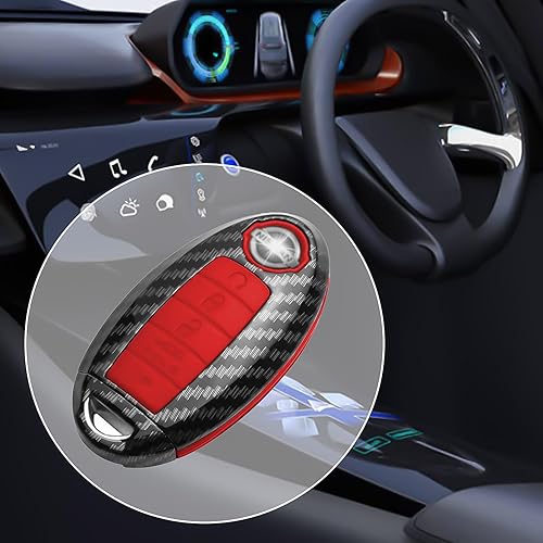 Miniatura 7 de Funda para llavero Infiniti JX35 Q5060 QX566080 de 5 botones, compatible con Nissan Altima Maxima Rogue Armada Sentra 370z Pathfinder Murano (funda
