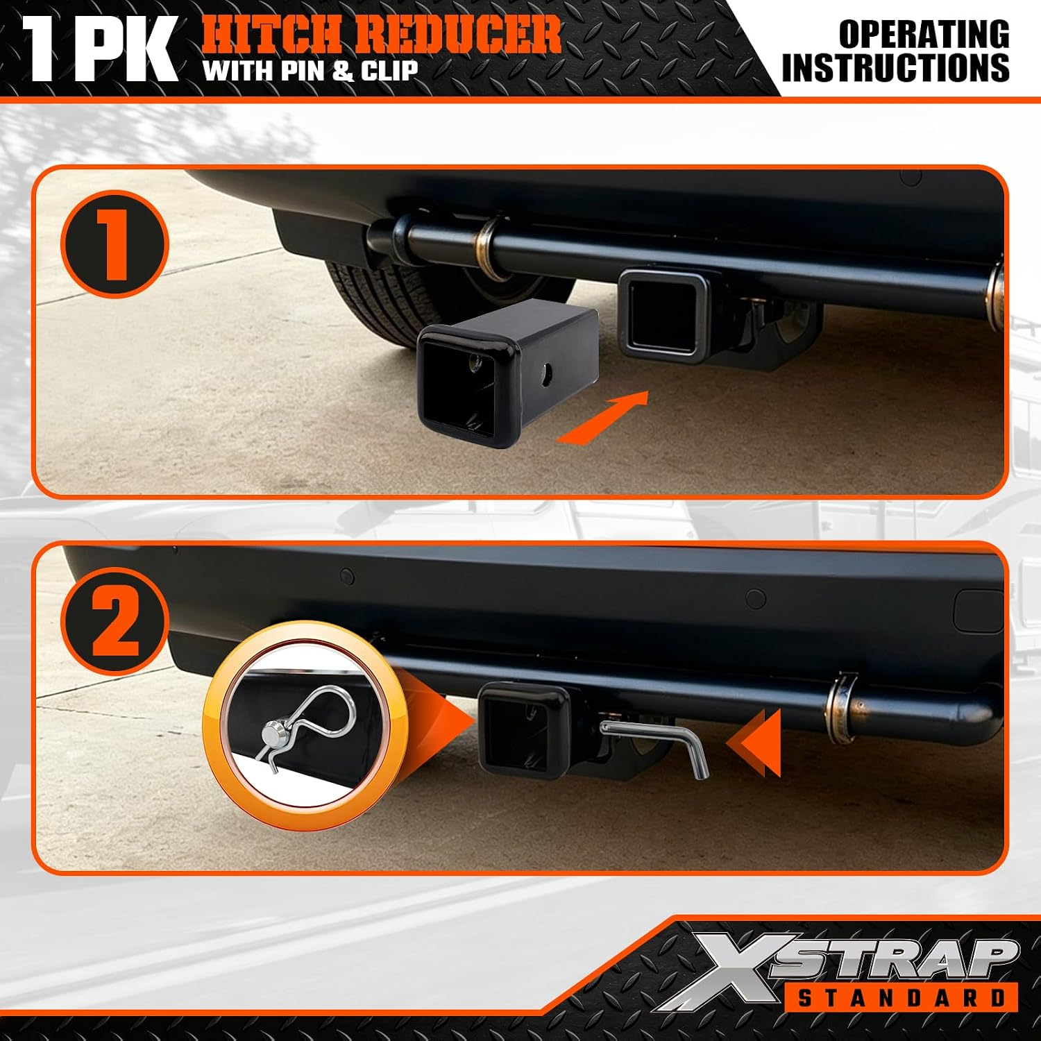 XSTRAP STANDARD 2" Hitch Reducer Sleeve Carbon Steel Adapter with 5/8" Pin