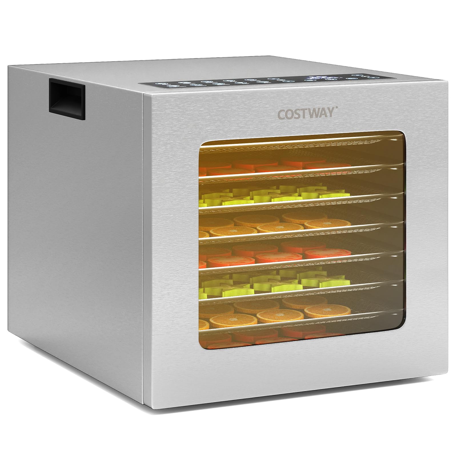 COSTWAY Deshidratador de Alimentos, 8 Bandejas de Acero Inoxidable, Liofilizadora de 850W, Temporizador de 48H, Temperatura de 35℃ a 75℃, Dehydrator