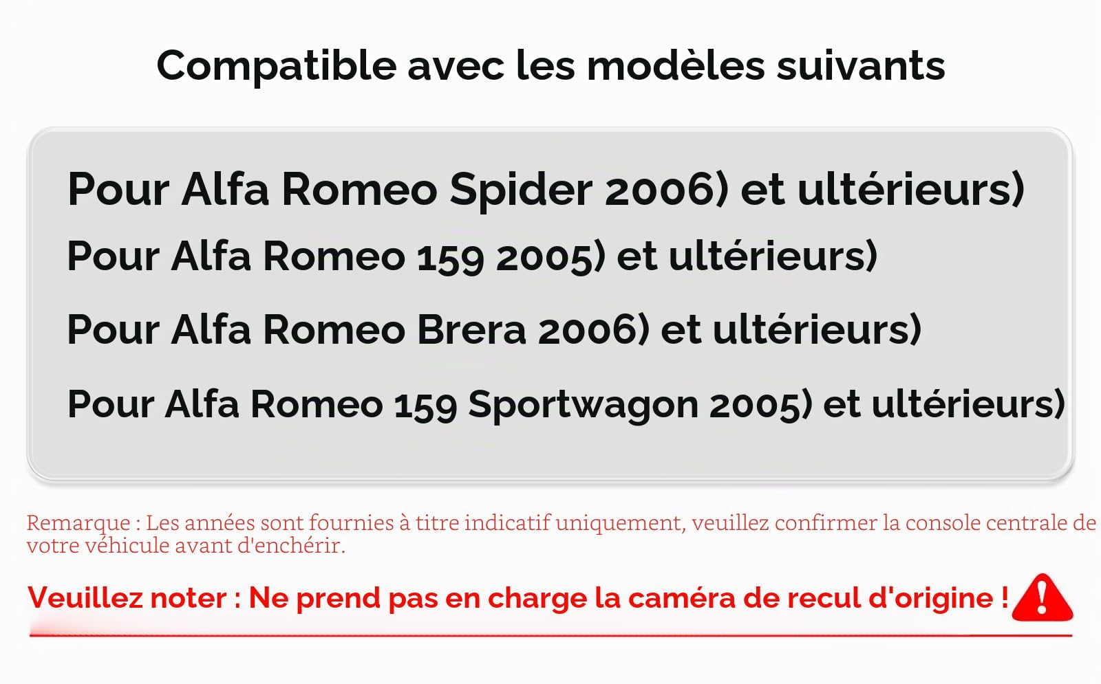 Android 14 7 pouces Autoradio pour Alfa Romeo 159 et Spider 4 core 2 Go et 32 Go de mémoire, prend en charge voiture sans fil carplay/Android, volant WLAN/4G, AM/FM