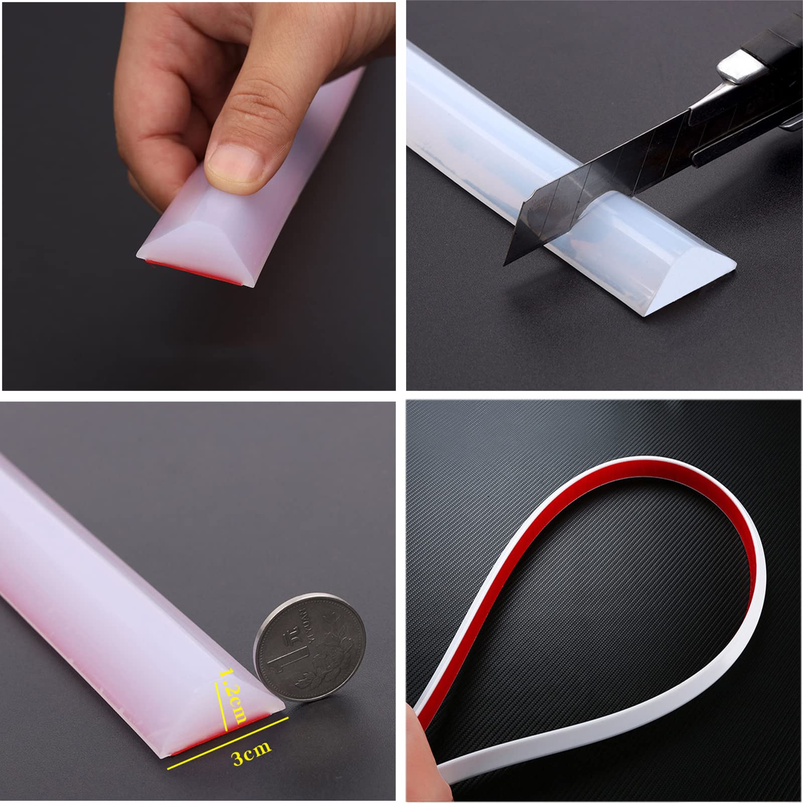 Barrera de Ducha y Sistema de Retención de Agua para el Umbral de Ducha Plegable Tiras de Tope de Agua de Silicona Flexible Ducha Presa de Puerta para Separación Húmeda y Seca(Size:300cm,Color:blanco)