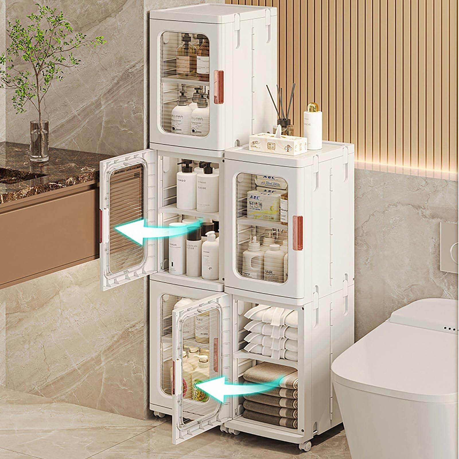 Zusammenklappbare Aufbewahrungsbox mit Deckel Kunststoffbox mit Deckel Kunststoffbox mit Deckel, 24 x 126 cm Box Storage Organiser, stapelbar auf klaren Rollen, geeignet für Büro, Küche und Wohnzimmer