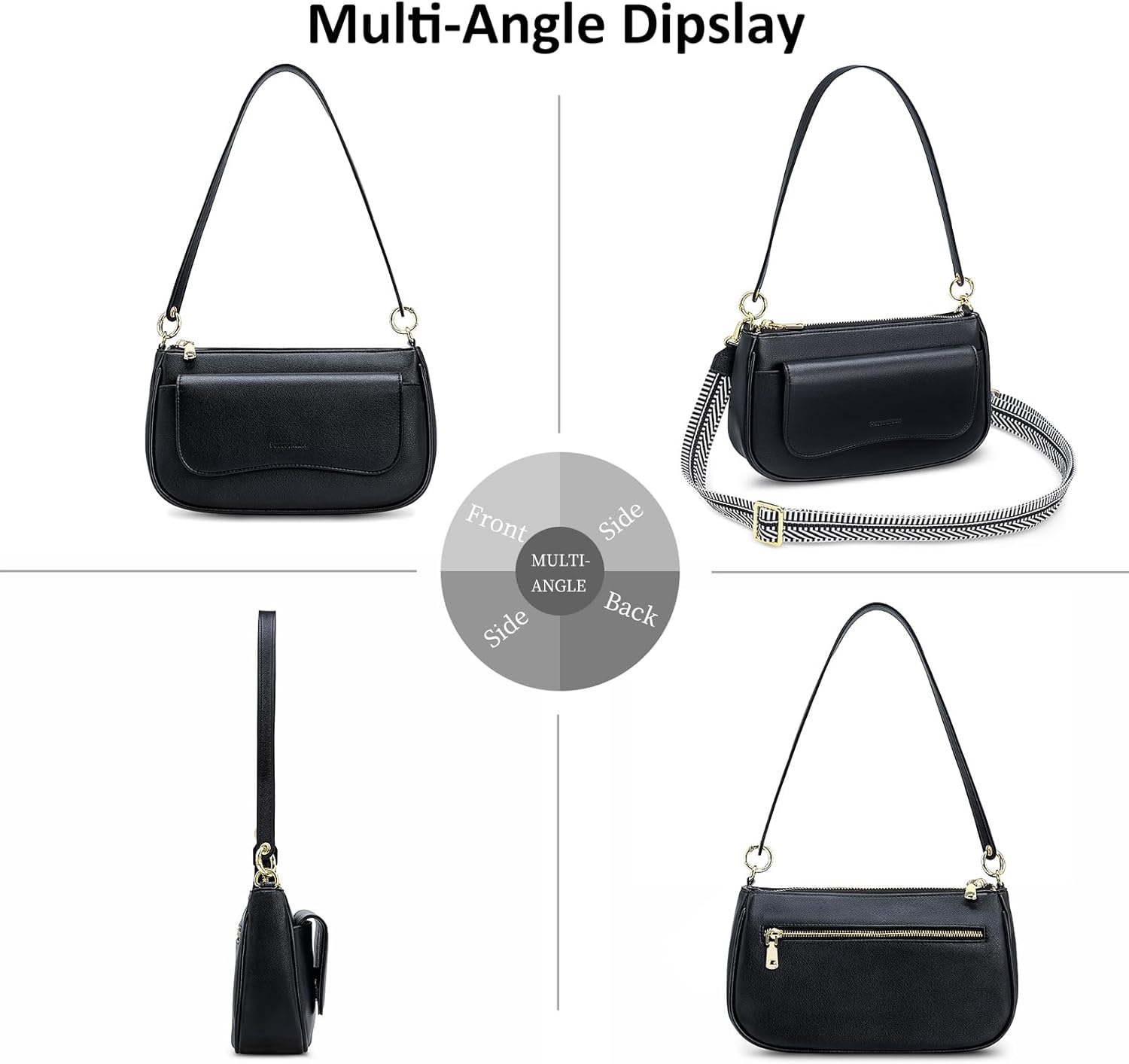 Peacocktion Small Shoulder Bag for Women Trendy Vegan Leather Crossbody Purses Handbags