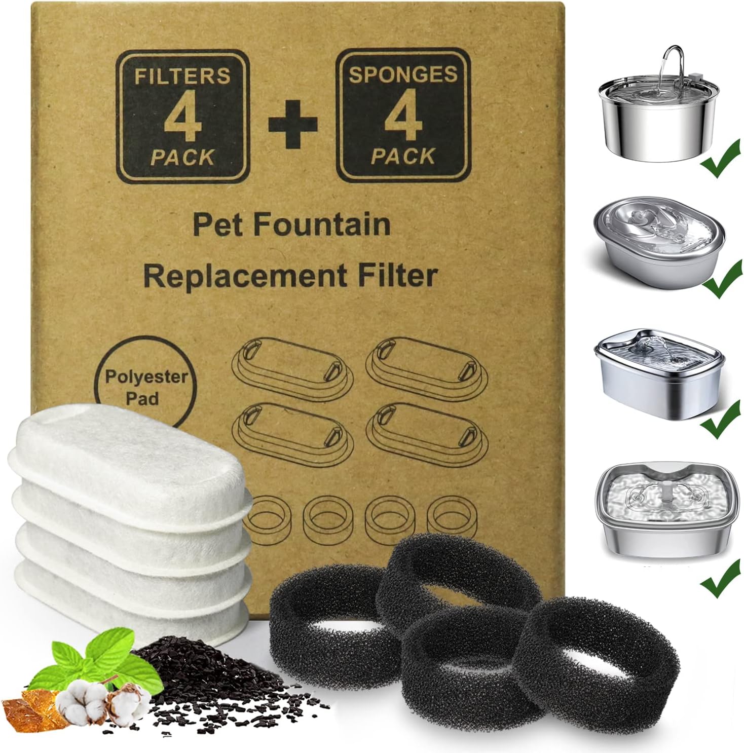 Cat Water Fountain Filters,8 Pack Cat Fountain Replacement