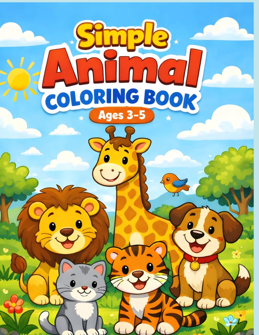 Simple Animal Coloring Book for Kids Ages 3–5: Fun and Easy Animal Coloring Pages with Simple Activities for Preschool and Toddlers