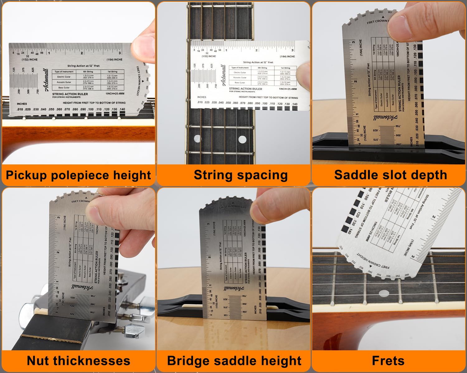 Fret Ruler Dynamics Snapklik.com : Guitar String Action Gauge Ruler, String Height Gauge ...