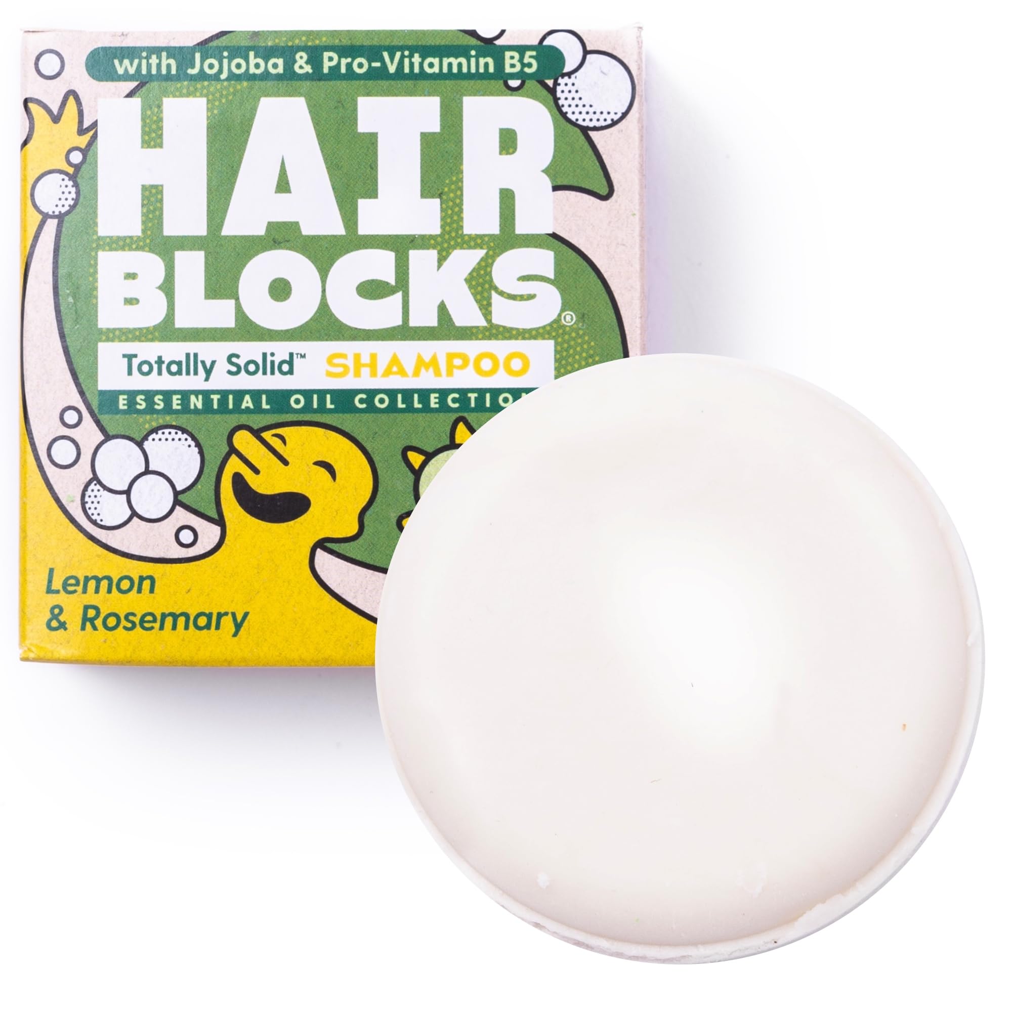 Hair Blocks - Solid Shampoo Bar (85g) for all hair types: Lemon & Rosemary Solid Shampoo Bar | Soap Free, Plastic Free | Plant Based | Natural | Conditioning