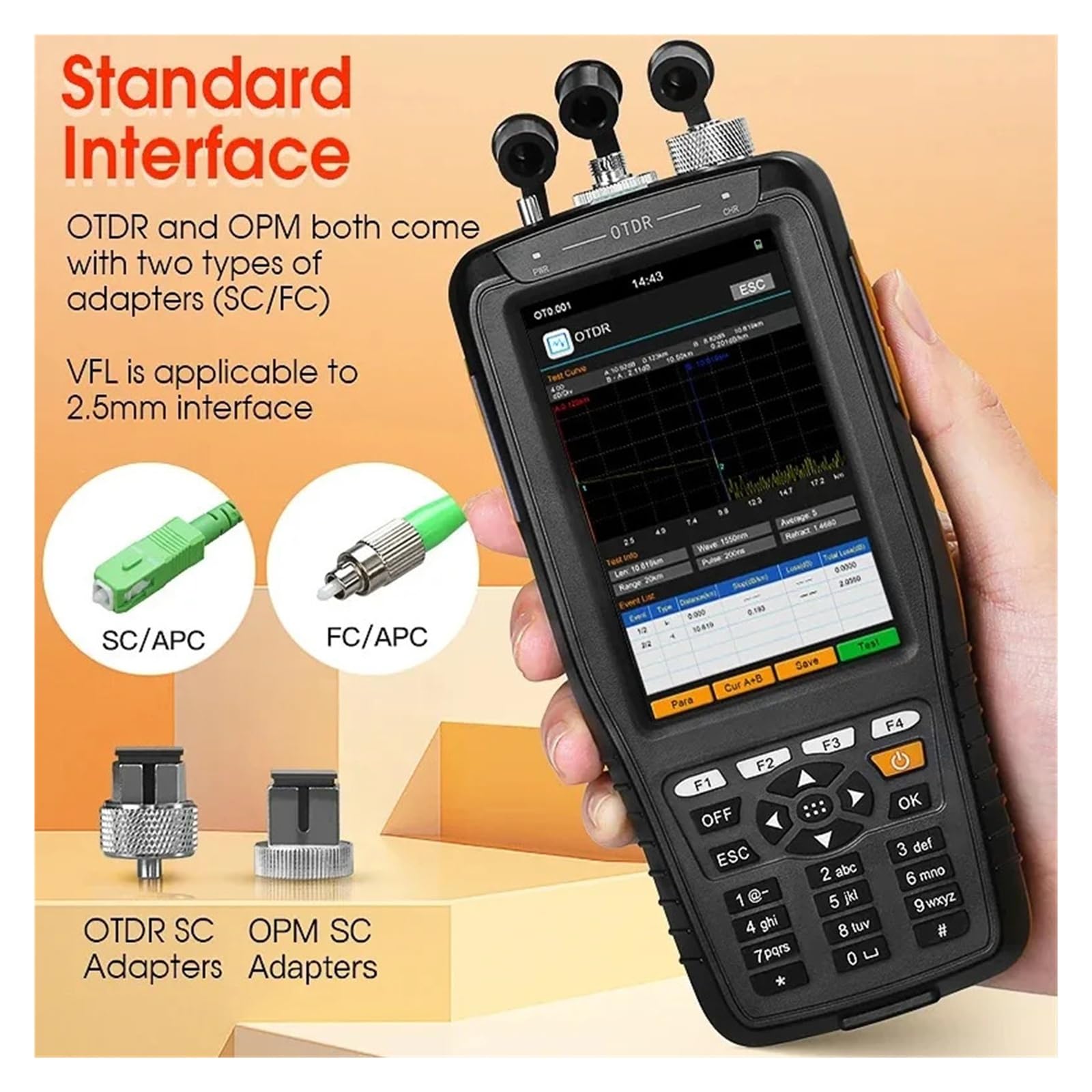 OTDR portatif 28U/28A avec écran tactile 1550nm, réflectomètre optique dans le domaine temporel, testeur de Fiber optique avec VFL(10mW)/OPM(UPC)