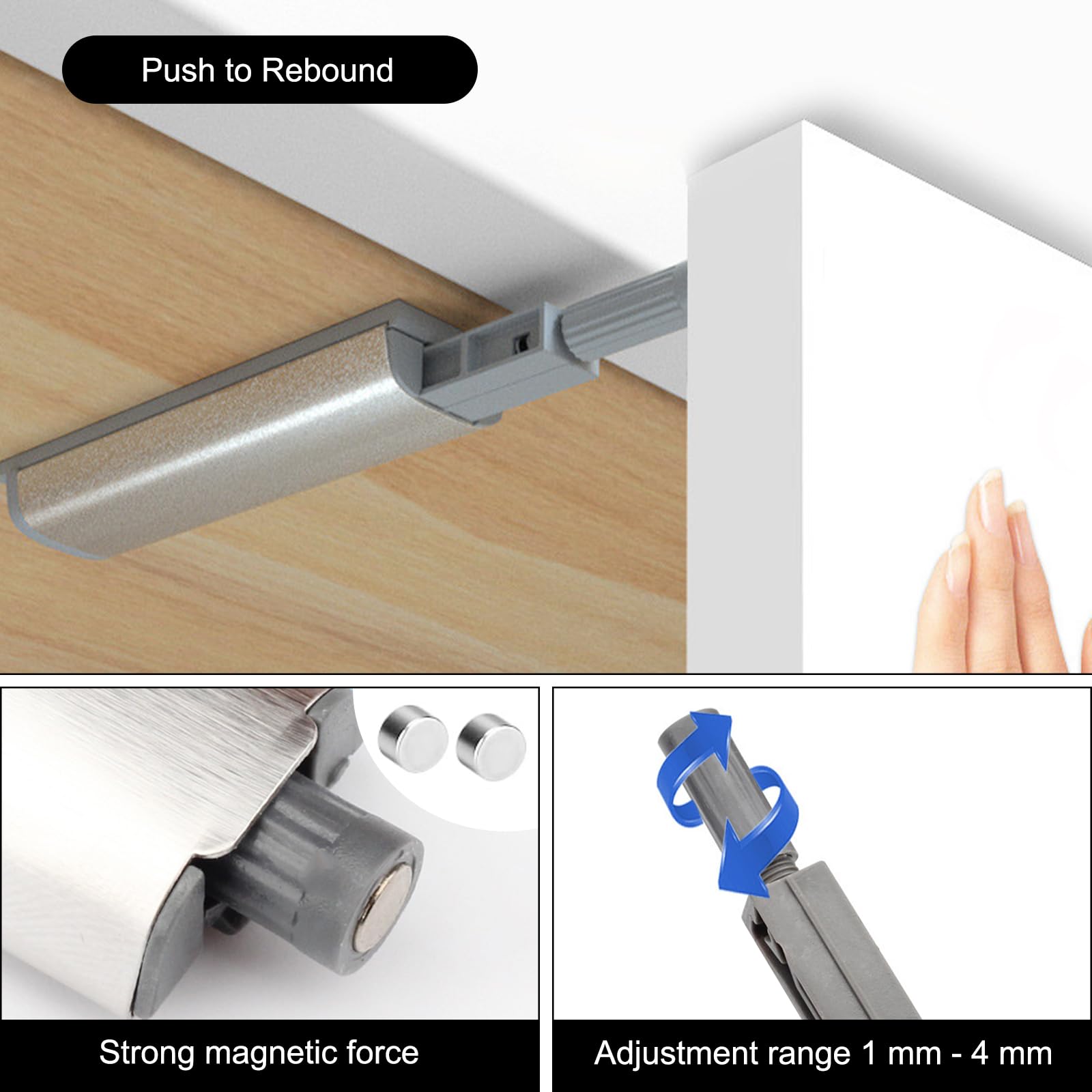 Chiusura Magnetica Push To Open Per Ante - 10 Pezzi, Per Armadi Senza Maniglie, Design Moderno
