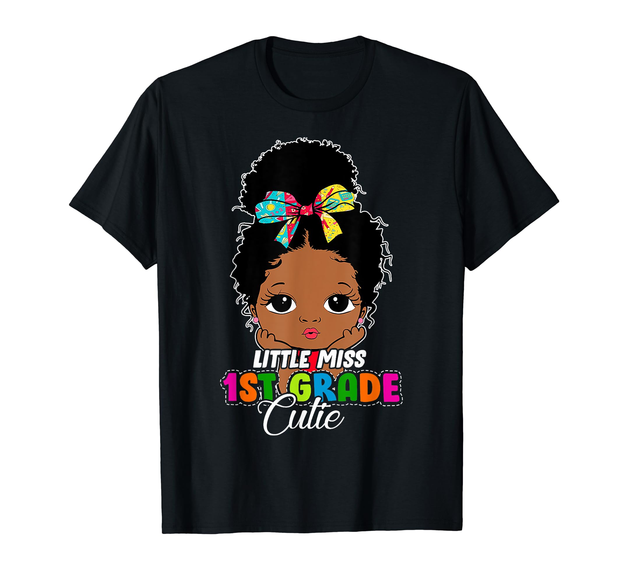 CatBack To School Little Miss 1st First Grade Cutie Black Girl T-Shirt