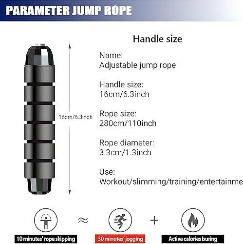 Miniatura 5 de Cuerda de saltar, cuerda de saltar ajustable, velocidad rápida sin enredos con rodamientos de bolas para hombres, mujeres y niños, ejercicio en casa