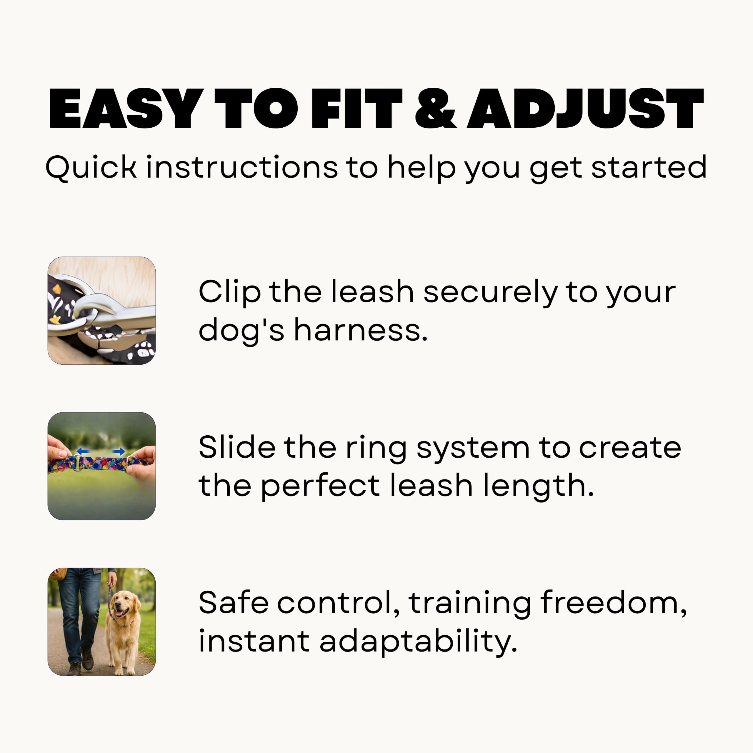 Wonderleash 3 in 1 Hundeleine für Hunde, robuste lange Linie, Trainingsleine mit Notfall-Halsband, bequemer Griff, geeignet für kleine Hunde (Schwarz, S)
