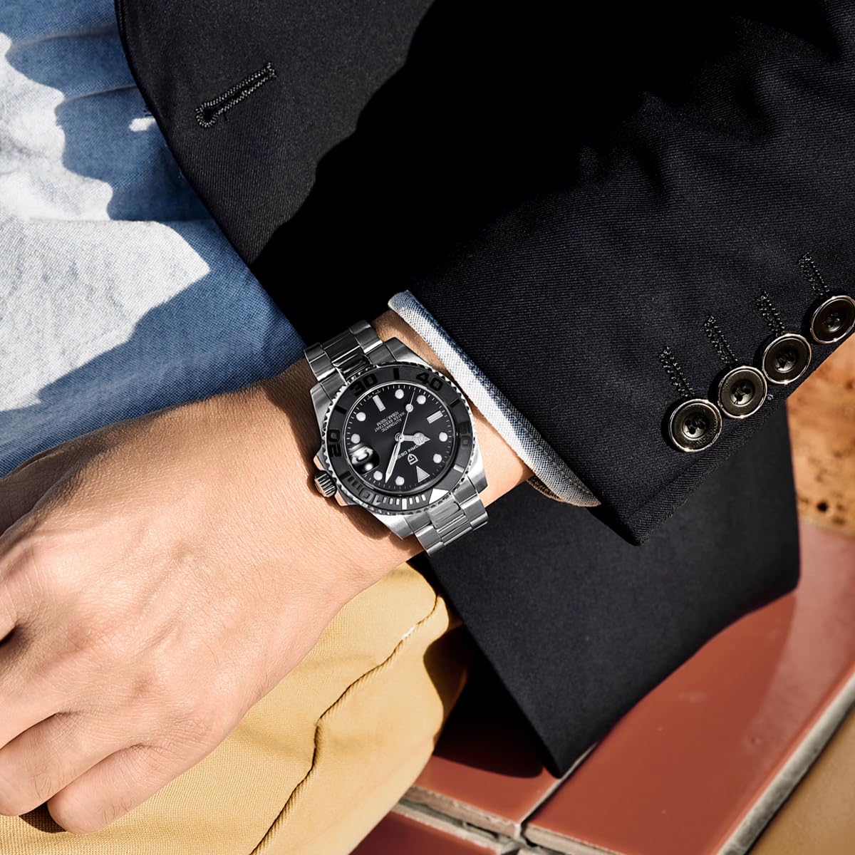 Pagani Design 1651 Reloj Automático para Hombre NH35 Mecánico Acero Inoxidable Cristal de Zafiro Bisel Giratorio 100 m Impermeable Luminoso Reloj para Hombre de Negocios