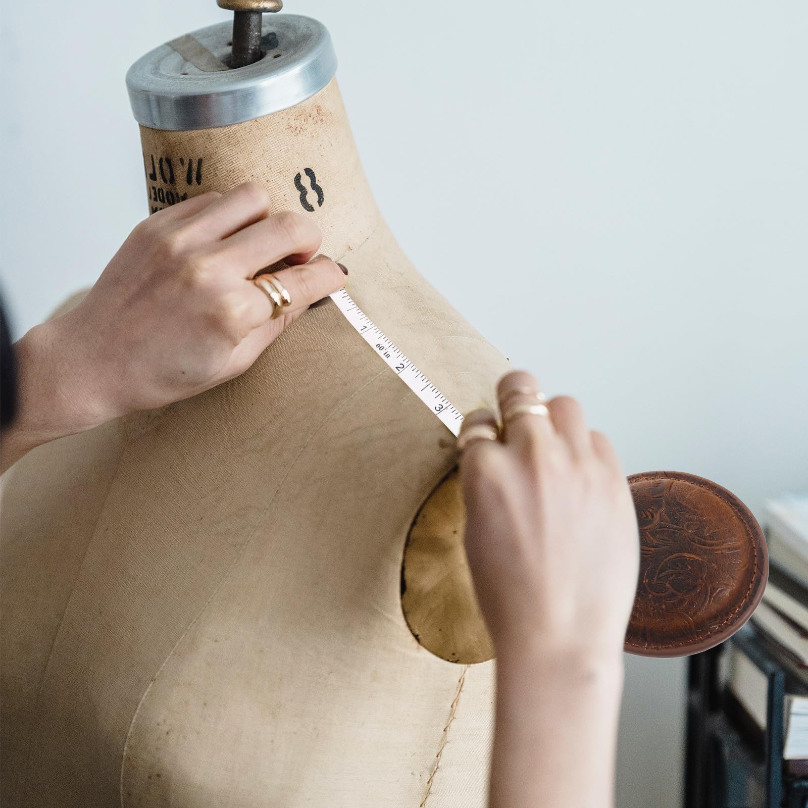 Cinta Métrica Práctica para Coser Retracción Automática Vintage para y Material Sintético Ligero Uso en Casa y Manualidades
