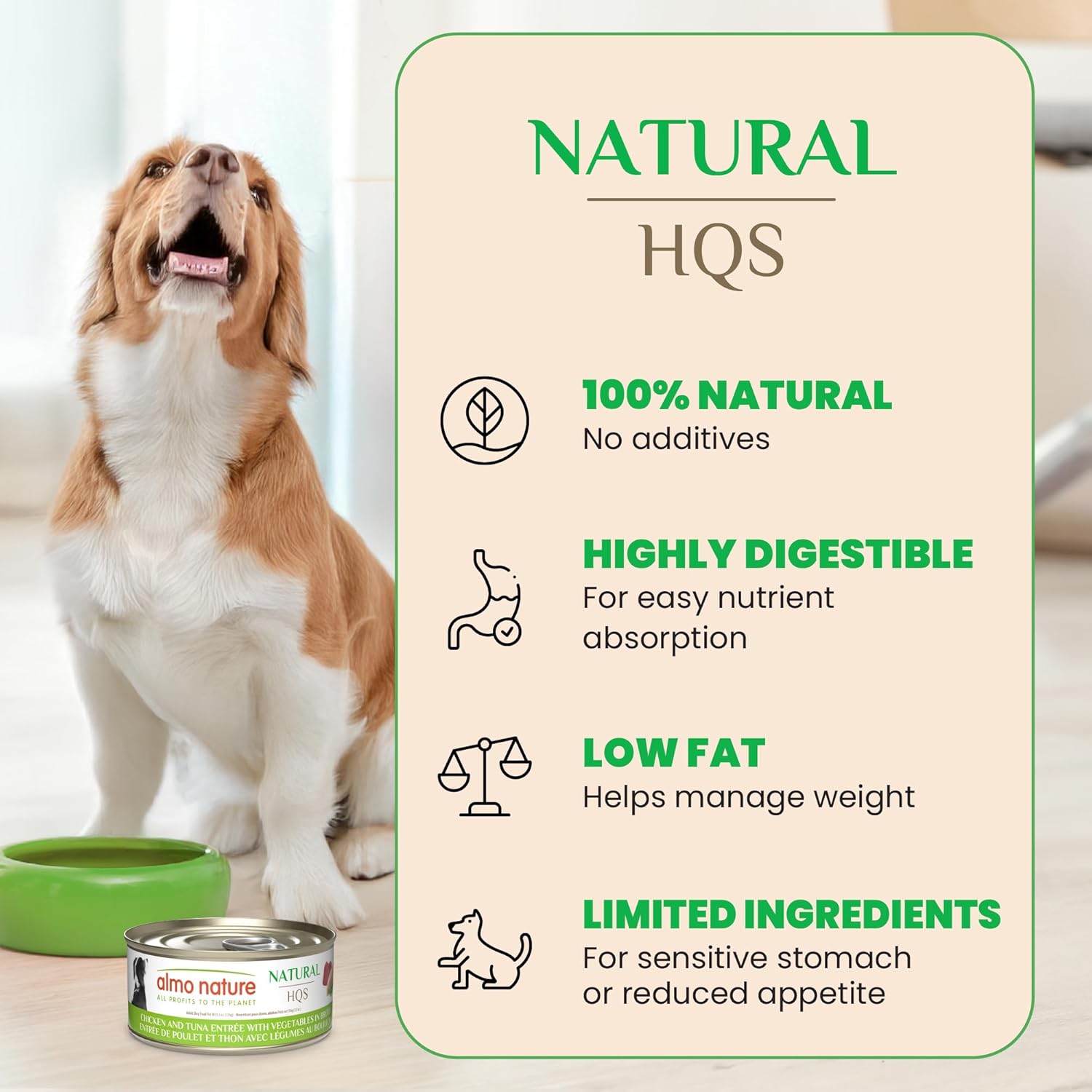 almo nature HQS Natural Wet Dog Food Chicken and Tuna Entrée, Grain Free, Additive Free, Low Fat, GMO Free, 5.5oz Pack of 12