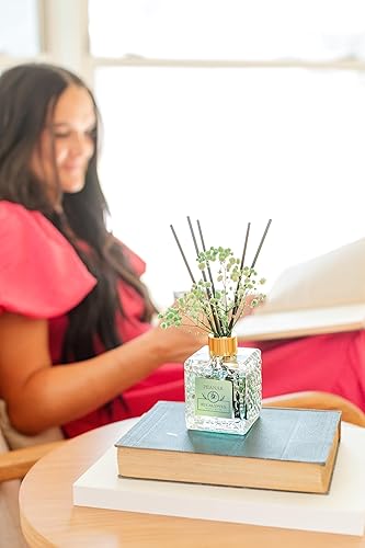 Miniatura 5 de Juego de difusor de varillas - Aceite de menta de eucalipto, varillas difusoras de aceite, difusor de baño, decoración de baño, 6.8 fl oz con flores