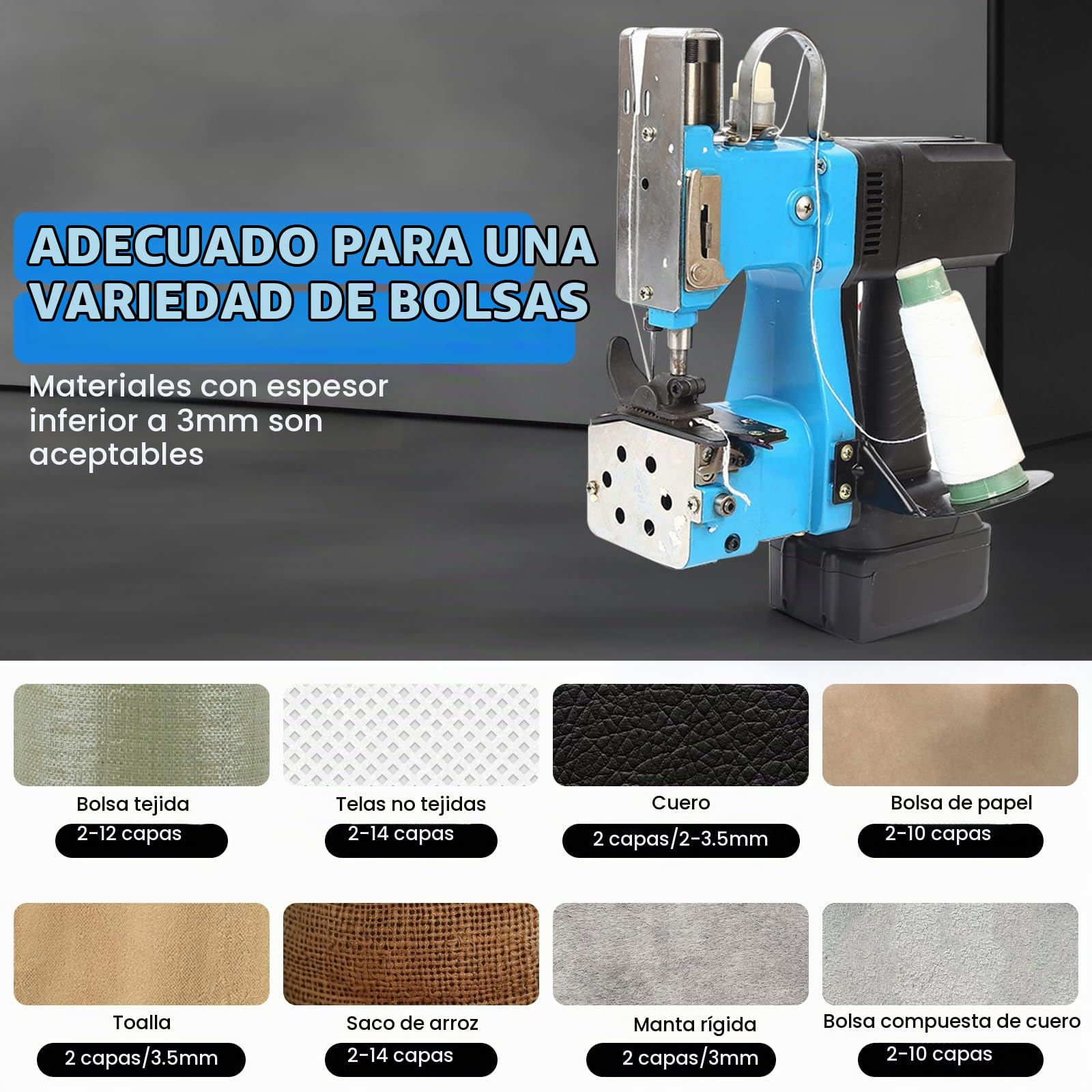 Sacos Maquinas de Coser Compatible con Makita 18V Batería | Eléctrica Máquina de Embalaje de Costura Más Cercana Bolsa, Maquina de Coser Portátiles para Coser, Sellar, Bolsas de Lona
