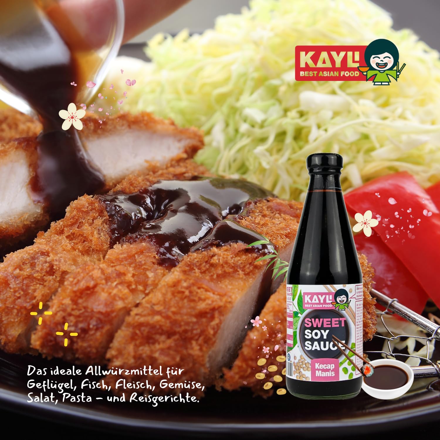KAY LI Süße Sojasauce 12 x 420ml - Sojasoße aus Sojabohnen