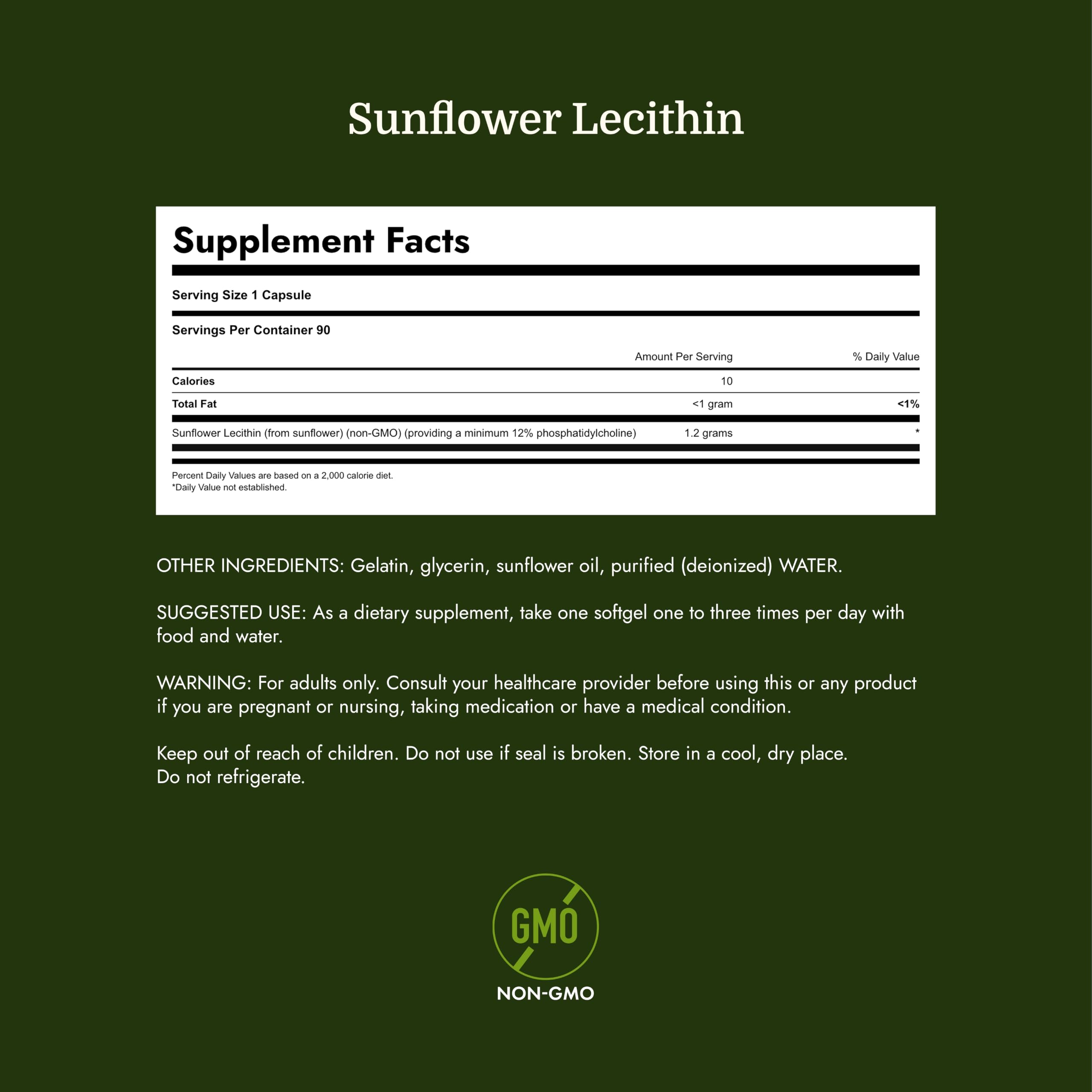 Swanson Sunflower Lecithin 1,200 Milligrams, 90 Softgels — Amazon image 4