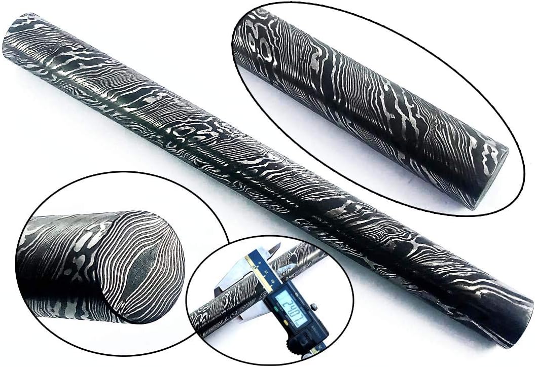 Handmade Damascus steel round Bar, Billet, for Jewellery knife, tool