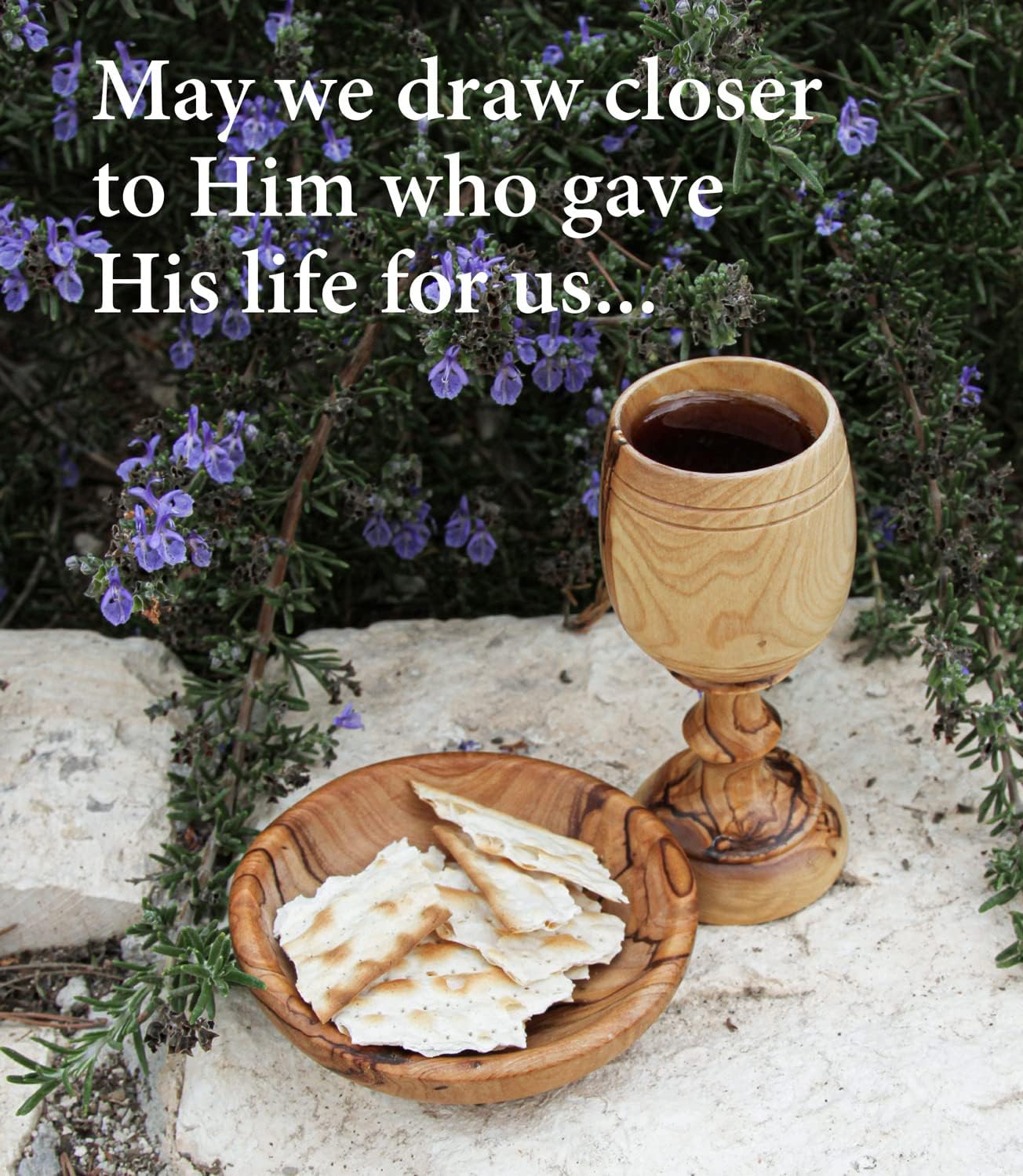 4.5" (Small) Olive Wood Communion Set from Bethlehem – Hand Carved Cup & Bread Tray for Lord's Supper, Eucharist & Kiddush – Authentic Worship Kit with Gift Bag