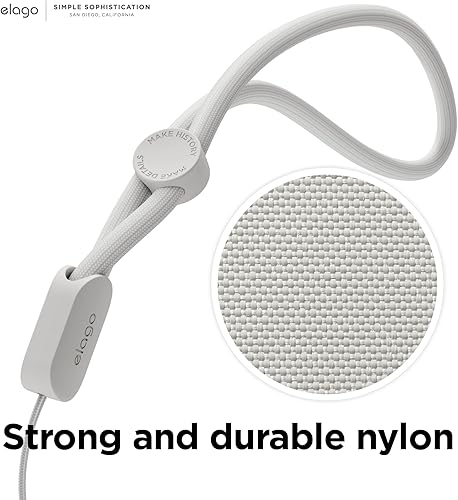 Miniatura 5 de elago Cordón compatible con AirPods Pro 2, correa de muñeca de nailon, seguridad adicional, botón ajustable, ampliamente aplicable, Marfil