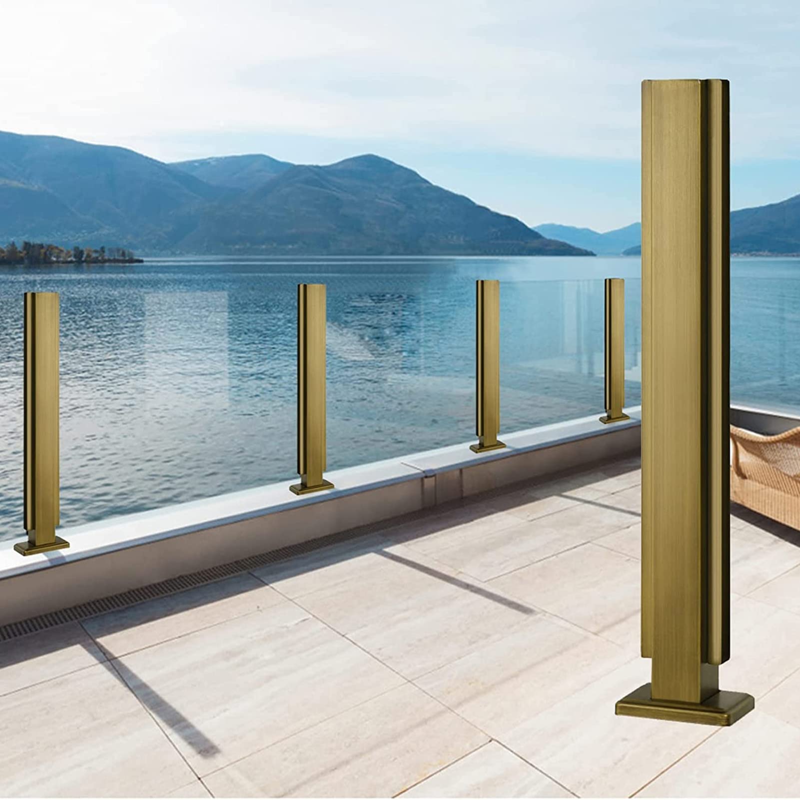 GJZNJYL Stainless Steel Glass Railing Post - 95cm Balustrade Fencing System for Deck, Villa, Balcony & Staircase - Durable Support for Indoor & Outdoor Spaces