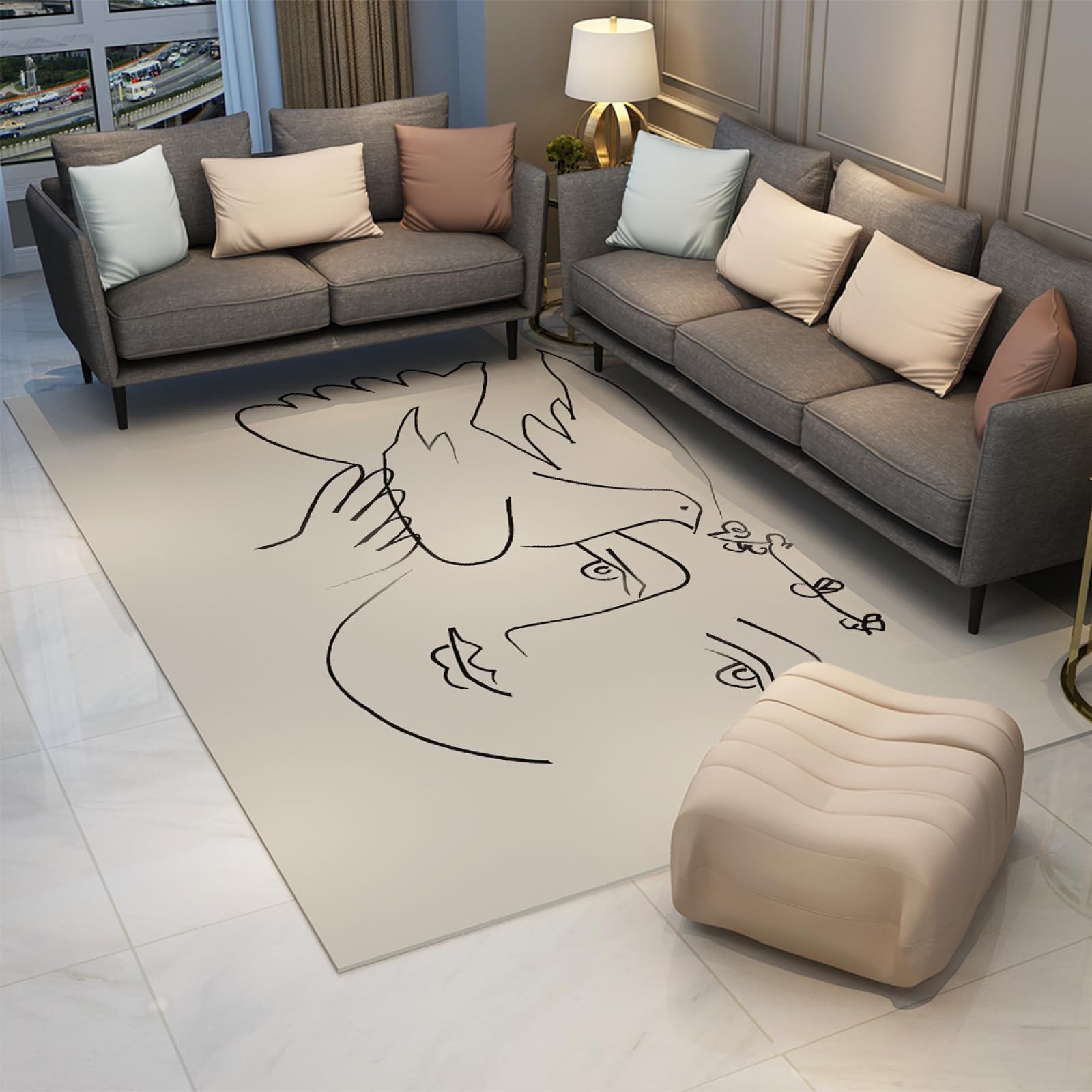 Kremowy dywan nowoczesny minimalizm dekoracyjne dywaniki abstrakcyjne linie wycieraczki antypoślizgowe można prać w pralce dywaniki do salonu sypialni legowiska 60 x 90 cm