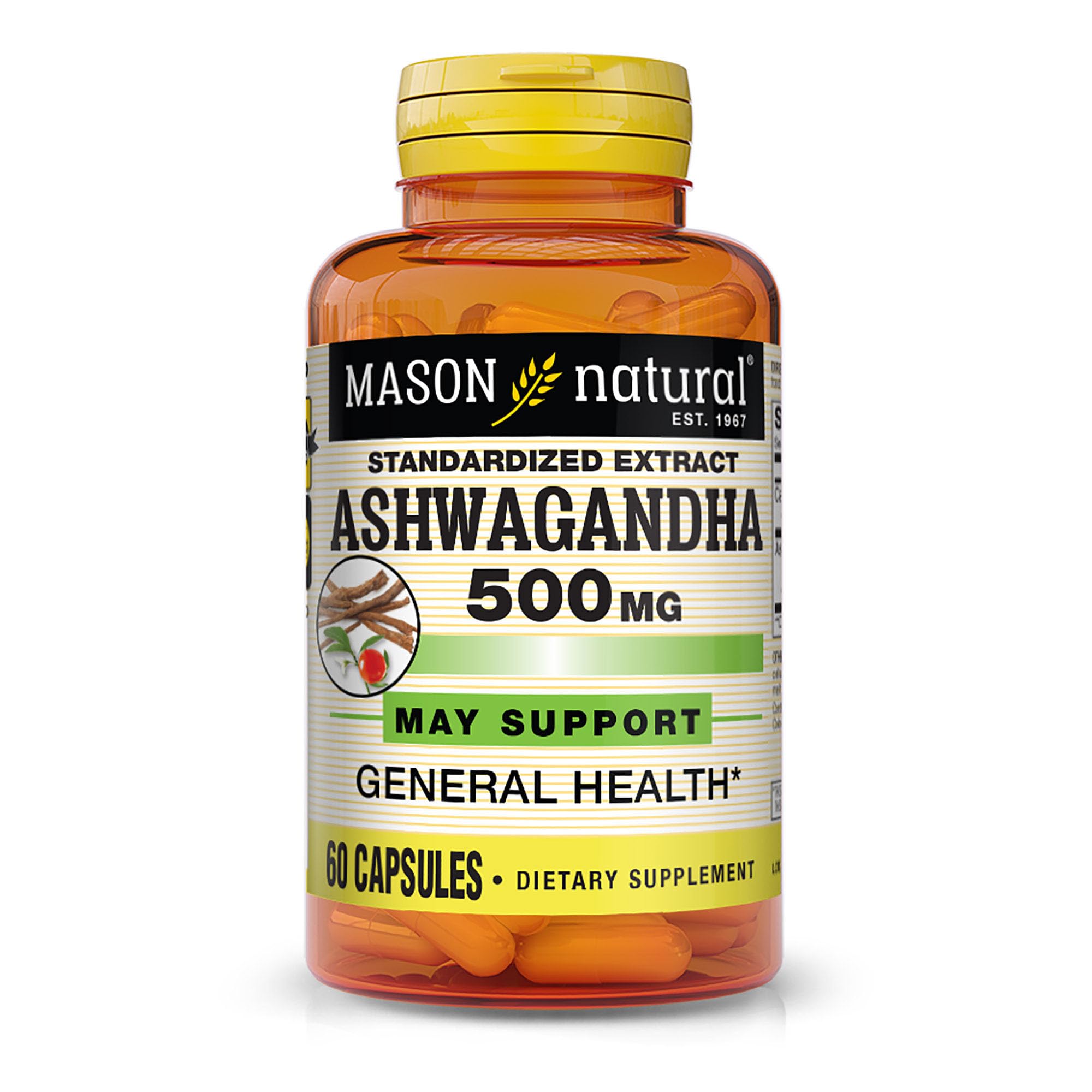 Mason Natural Ashwagandha, Standardized Extract, 500 Mg, 60 Capsules